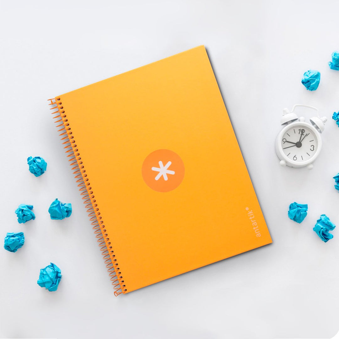 Antartik - Libreta Microperforada A4 con Espiral y Tapa Dura. 1 Banda de Color. Mostaza