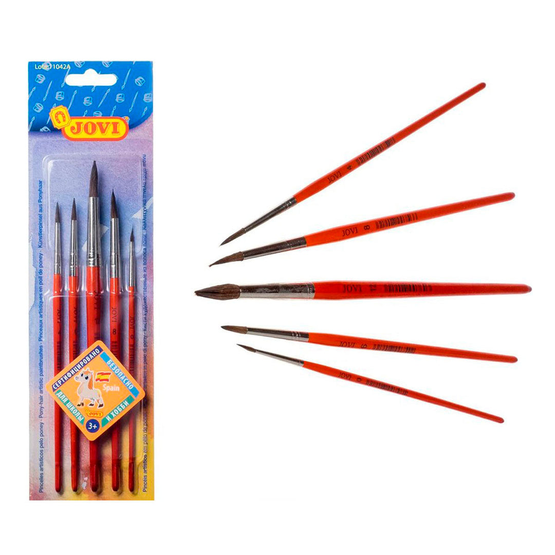 JOVI - Pinceles Escolares de Pelo de Pony, Color Naranja