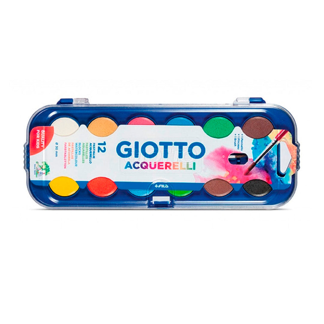 GIOTTO - Estuche de Acuarelas, 12 Colores Brillantes e Intensos 