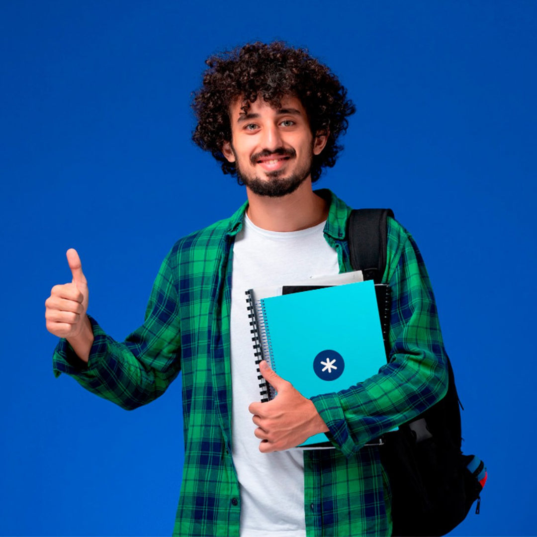 Antartik - Libreta Microperforada A4 con Espiral y Tapa Dura. 1 Banda de Color. Turquesa