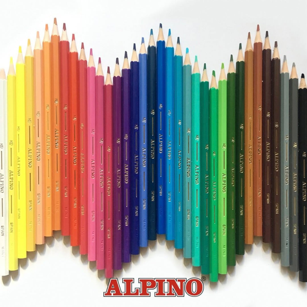 ALPINO - Estuche de 12 Lápices de Colores Escolares con Bandeja Deslizable, sin Madera