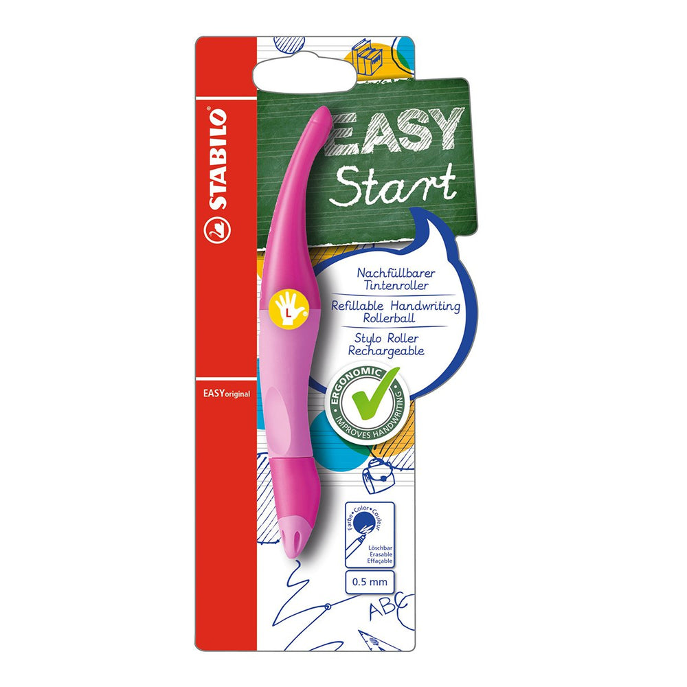STABILO B-46834-3 - Bolígrafo Roller Ergonómico de Aprendizaje Diestros y Zurdos, Rosa