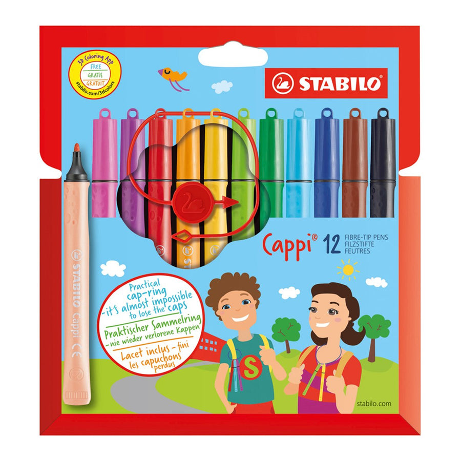 STABILO 168/12-4 - Estuche de 12 Rotuladores Ergonómicos de Colores, Edición Cappi