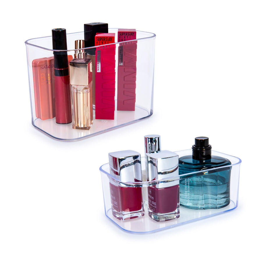 Plastic Forte - Set de 2 Bandejas Organizadoras de Cosmética. Transparentes