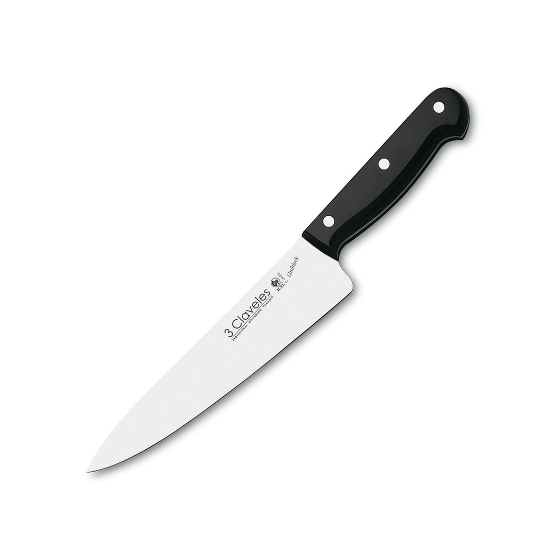 3 Claveles Uniblock - Cuchillo Cocinero Profesional 20 cm Acero Inoxidable. Mango POM