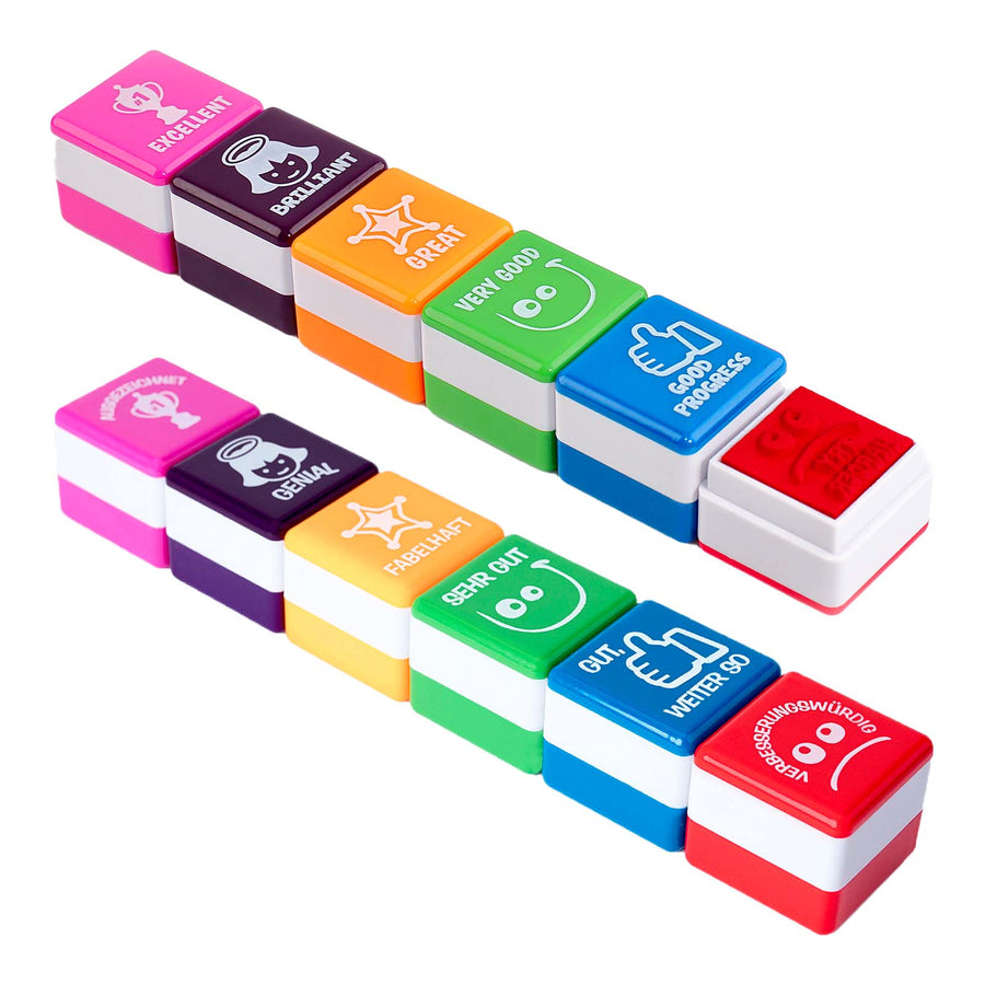 Office Box - Set de 12 Sellos de Motivación Especial Profesores en Inglés y Alemán