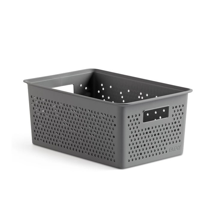 TATAY Bohol - Caja Organizadora Rectangular 4L Plástico Reciclado. Gris Antracita