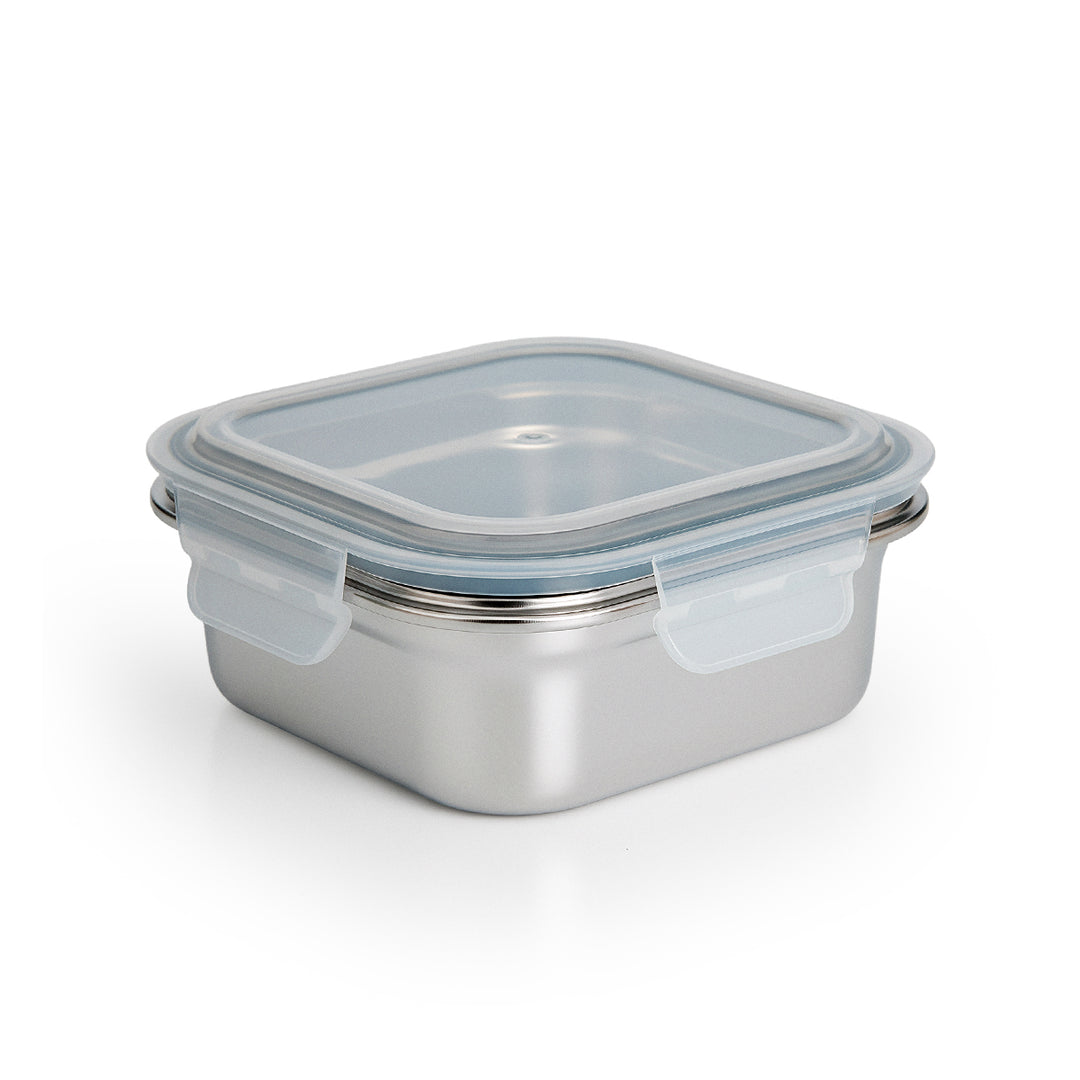 IBILI Keepklin - Recipiente Cuadrado de 0.5L en Acero Inoxidable Apto Microondas