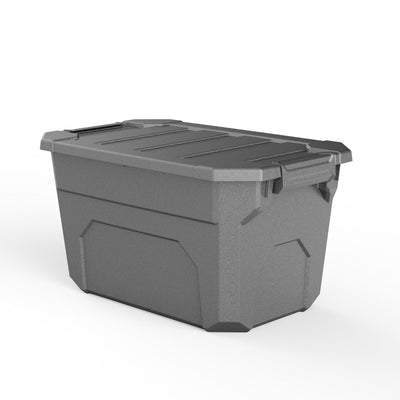 Plastiken CARGO - Caja de Ordenación Multiusos S 36L con Cierre Seguro y Tapa. Plata