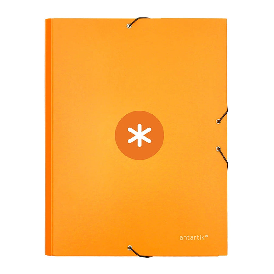 ANTARTIK - Carpeta A4 con 3 Solapas Cartón Forrado Cierre con Gomas. Mostaza