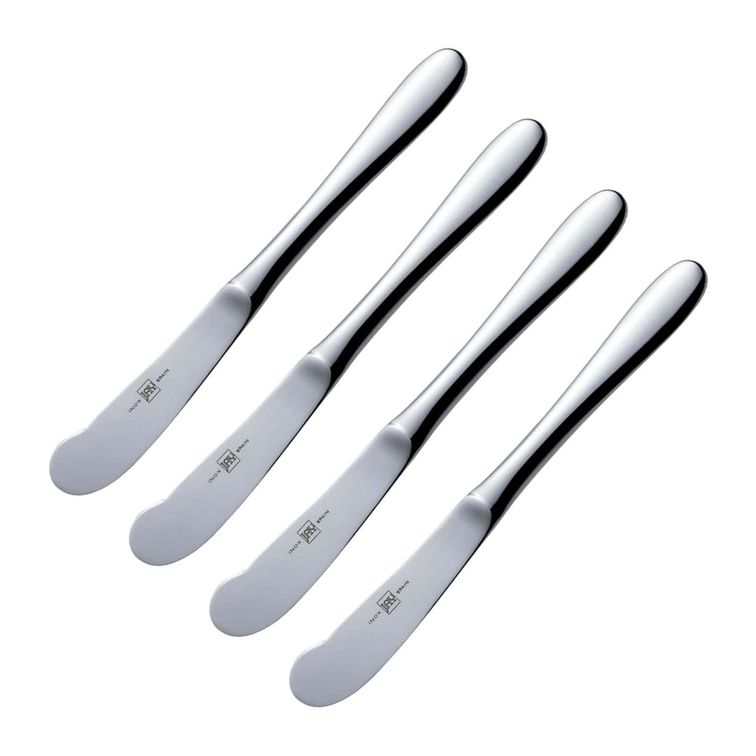 JAY Ébano - Set de 4 Palas para Untar Mantequilla 17 cm en Acero Inoxidable