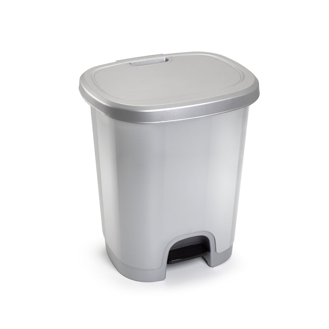 Plastic Forte - Cubo de Basura 18L con Apertura de Pedal. Plata