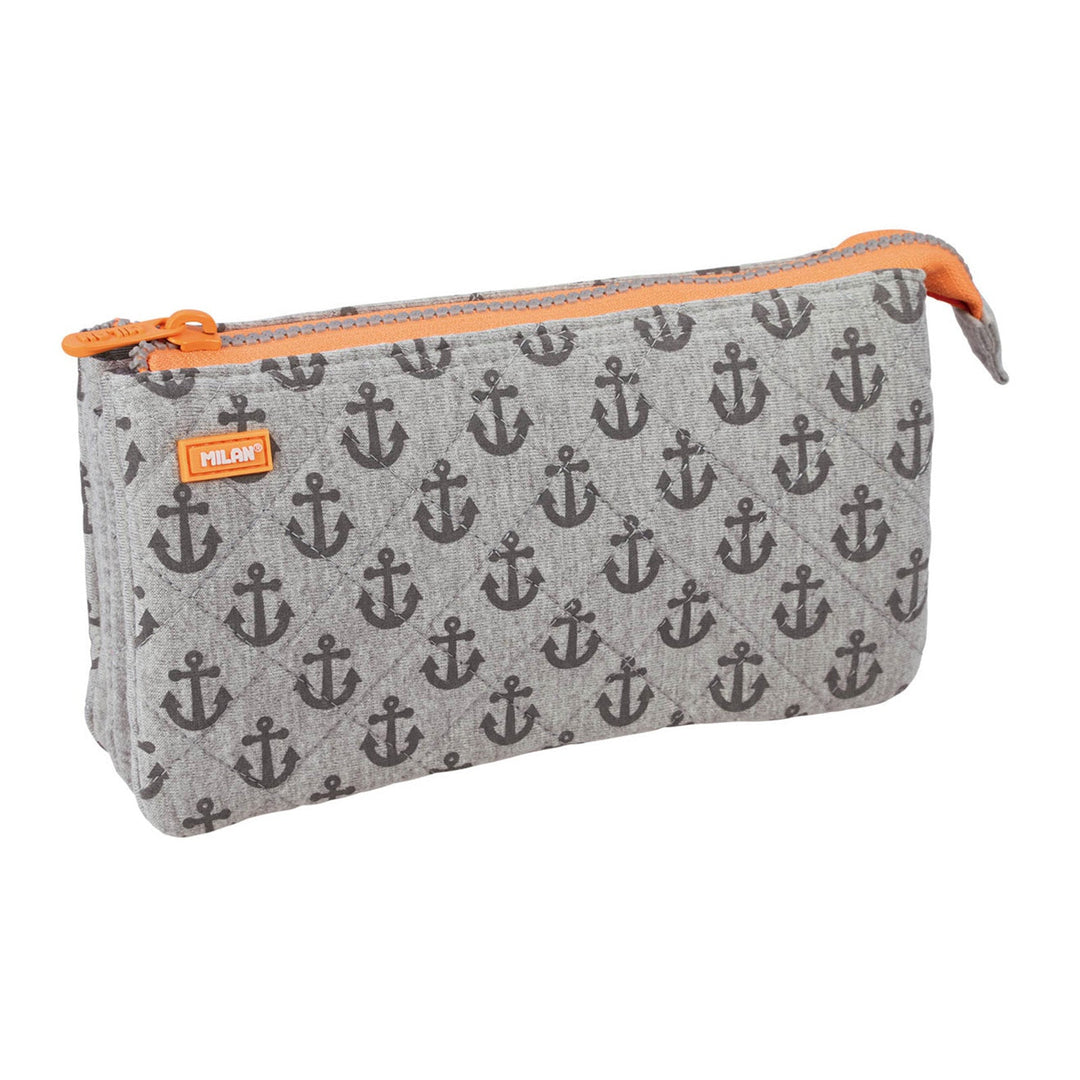 MILAN Anchors - Estuche Escolar Portatodo de 5 Compartimentos. Gris