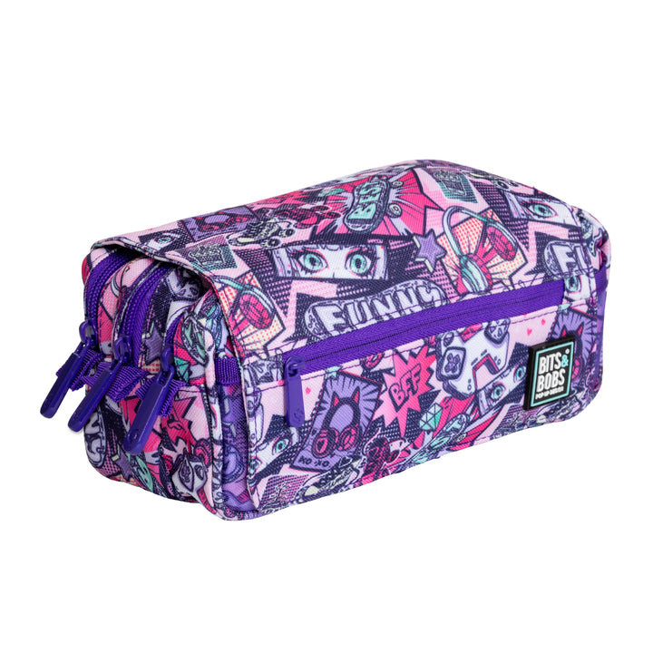 Grafoplás Design - Estuche Portatodo Triple con Solapa para Material Escolar. Manga