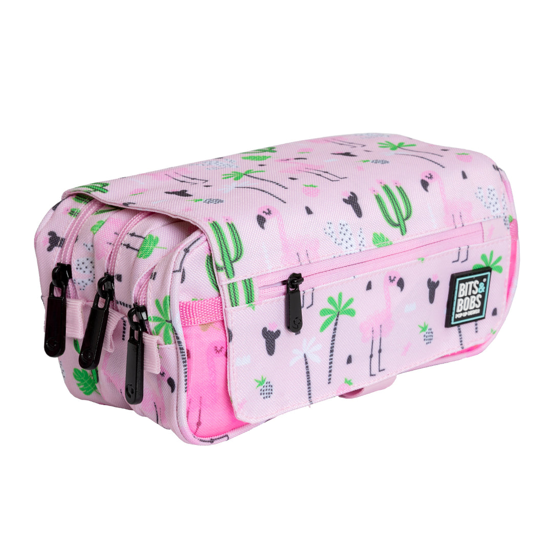 Grafoplás Design - Estuche Portatodo Triple con Solapa para Material Escolar. Tropical