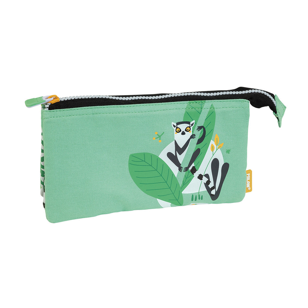 MILAN Hide & Seek - Estuche Escolar Portatodo de 5 Compartimentos. Verde Lémur