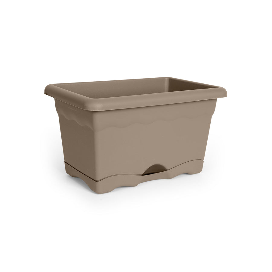 Plastiken TERRA - Jardinera con Plato Integrado. Medida 30 cm 6L. Taupe