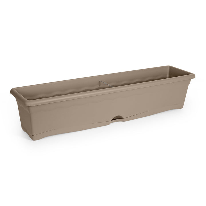 Plastiken TERRA - Jardinera con Plato Integrado. Medida 80 cm 16L. Taupe