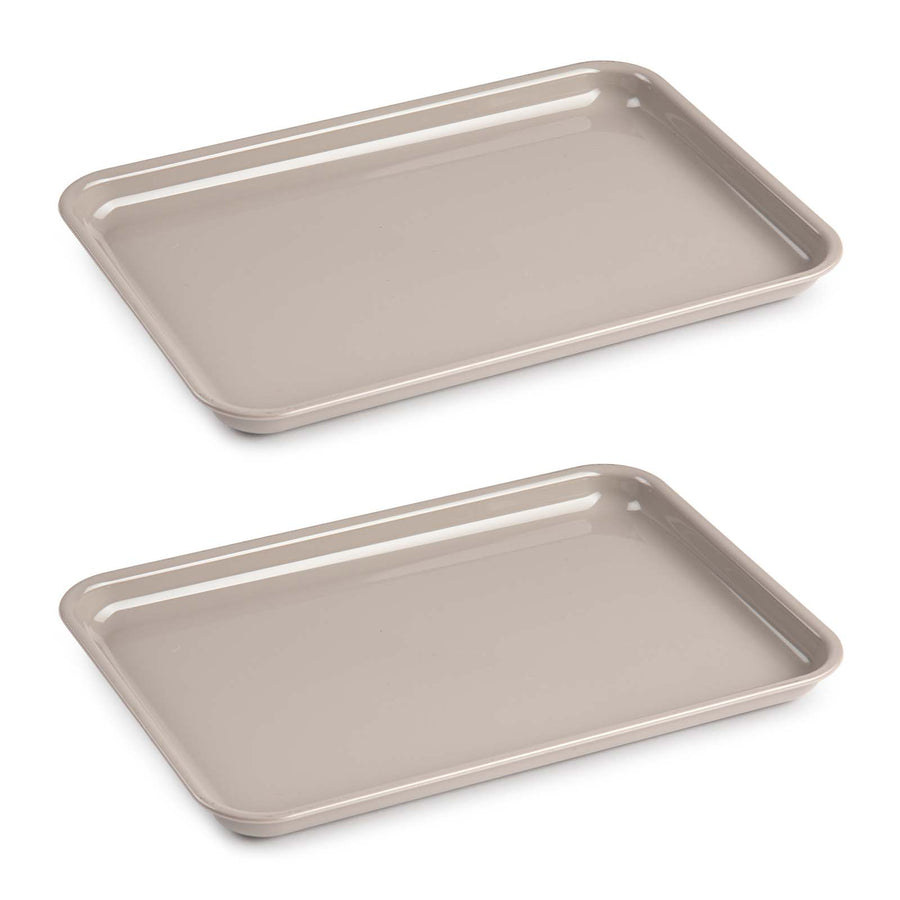 Plastic Forte Edén - Juego de 2 Bandejas de Servicio Nº 3 Rectangulares. Marrón