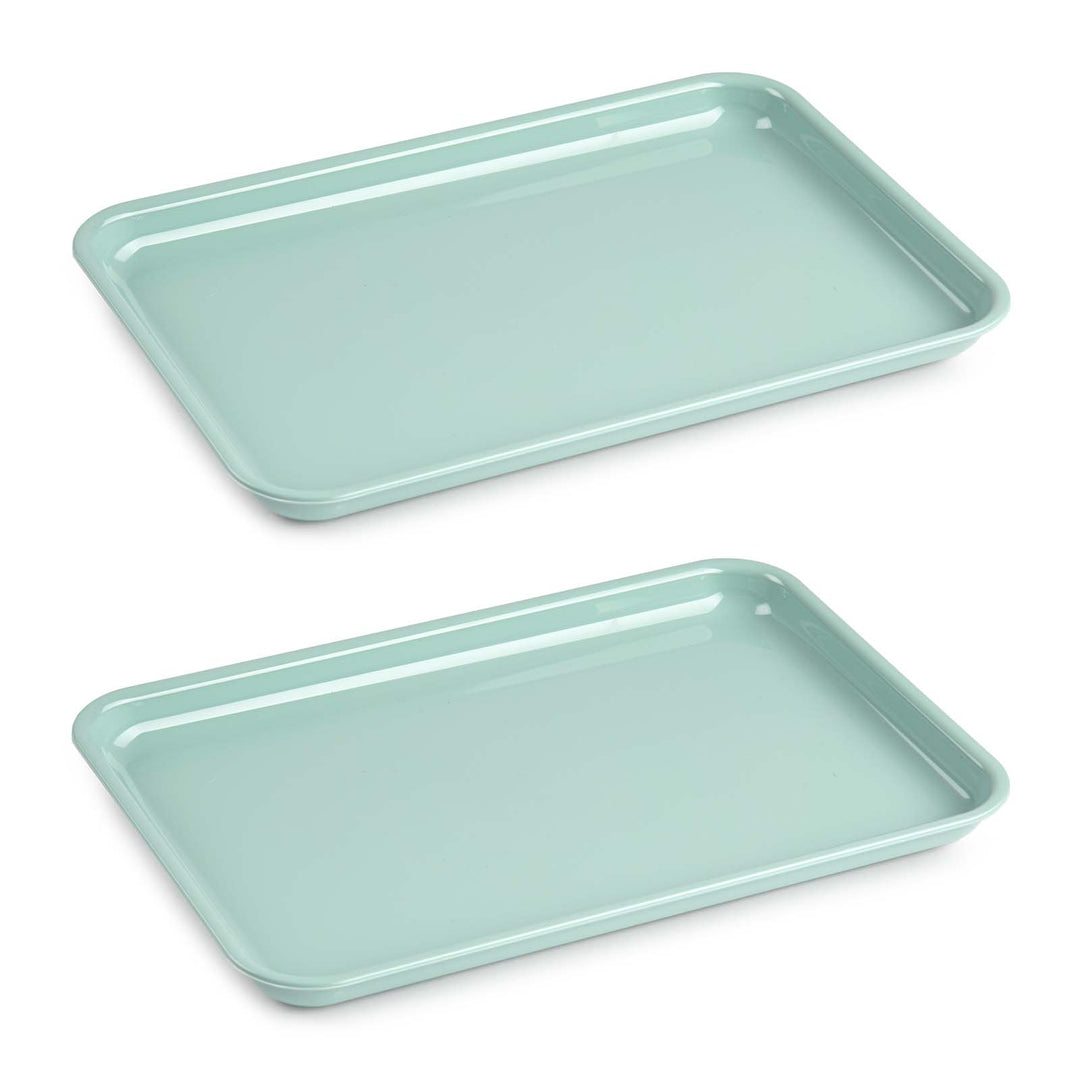 Plastic Forte Edén - Juego de 2 Bandejas de Servicio Nº 3 Rectangulares. Verde