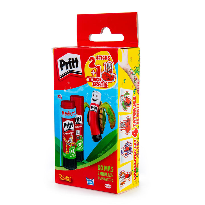 PRITT - Lote de 2 Barras Adhesivas en Stick de 22 gr + Tatuaje Bajo el Mar de Regalo