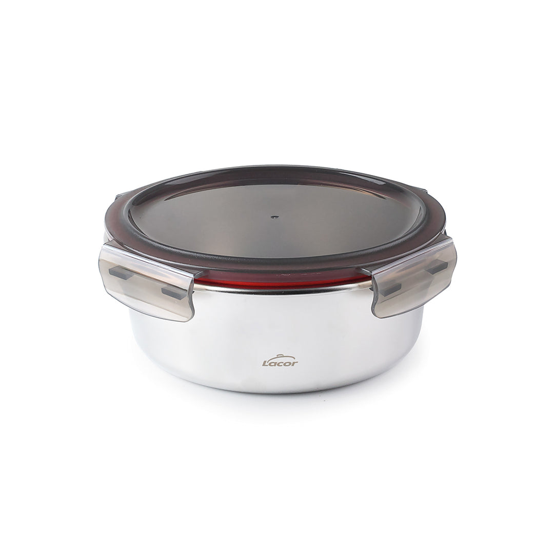 LACOR EcoInox - Recipiente Redondo de 0.7L en Acero Inoxidable Apto Microondas
