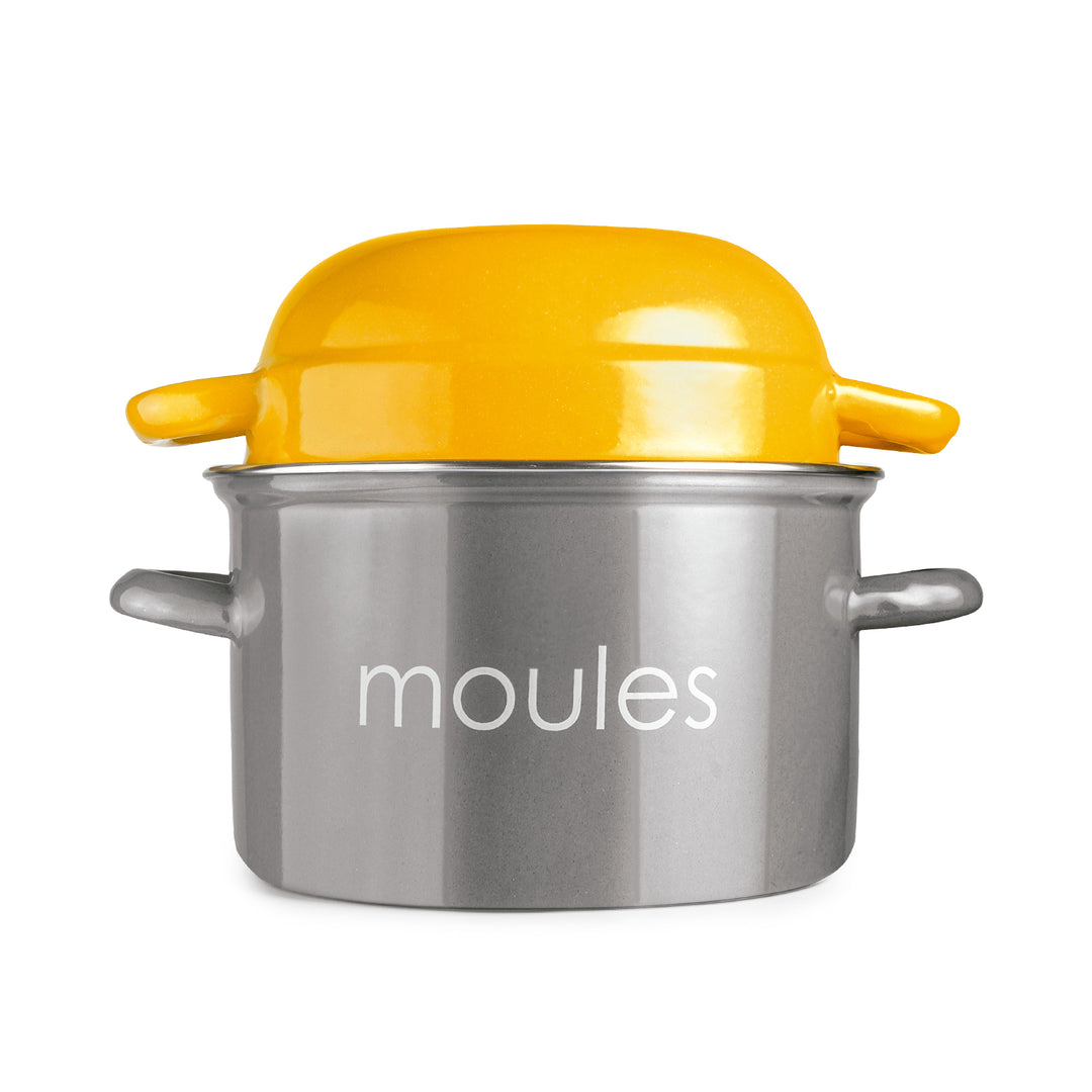 IBILI Moules - Olla de 18 cm para Mejillones en Acero Esmaltado con Tapa Especial. Peach