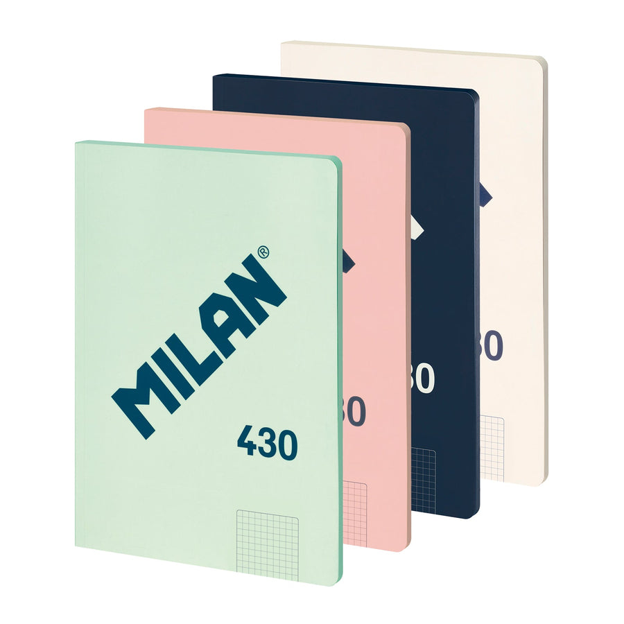 MILAN 430 - Pack 4 Libretas A4 Encolada. Papel Pautado 48 Hojas 95gr