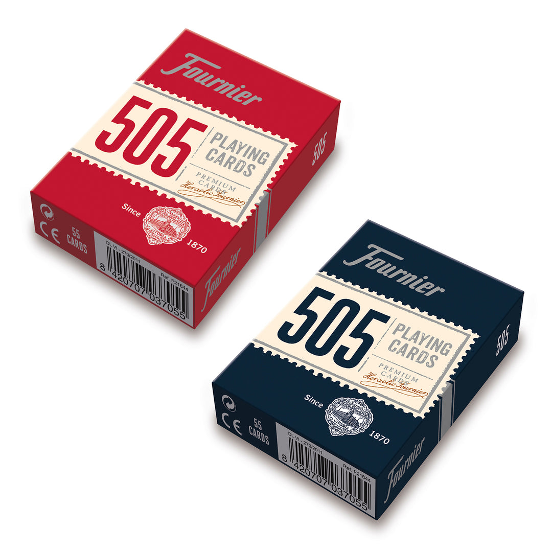 FOURNIER - Pack de 2 Barajas de Póker Inglés Nº 505 de 55 Cartas. Indices Estándar. Mixto
