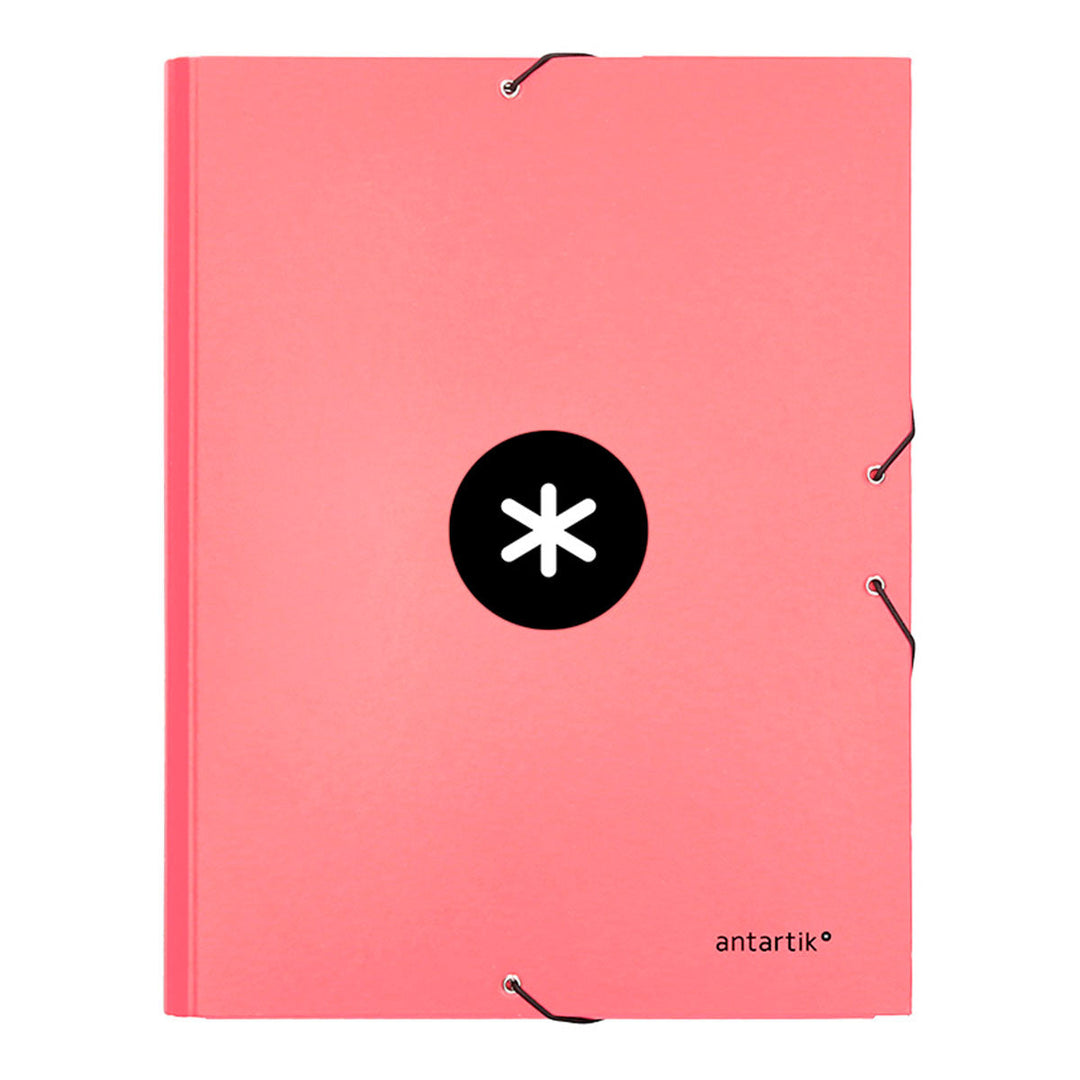 ANTARTIK - Carpeta Escolar A4 con 3 Solapas y Cierre de Goma. Coral