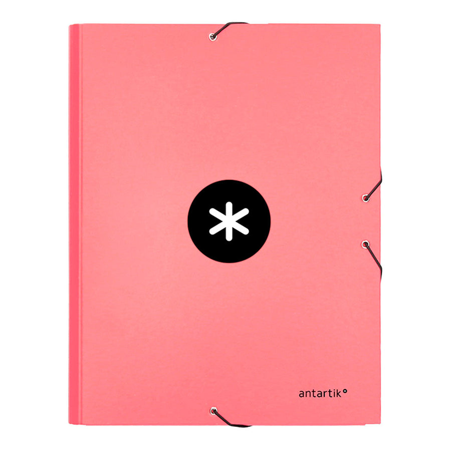 ANTARTIK - Carpeta Escolar A4 con 3 Solapas y Cierre de Goma. Coral