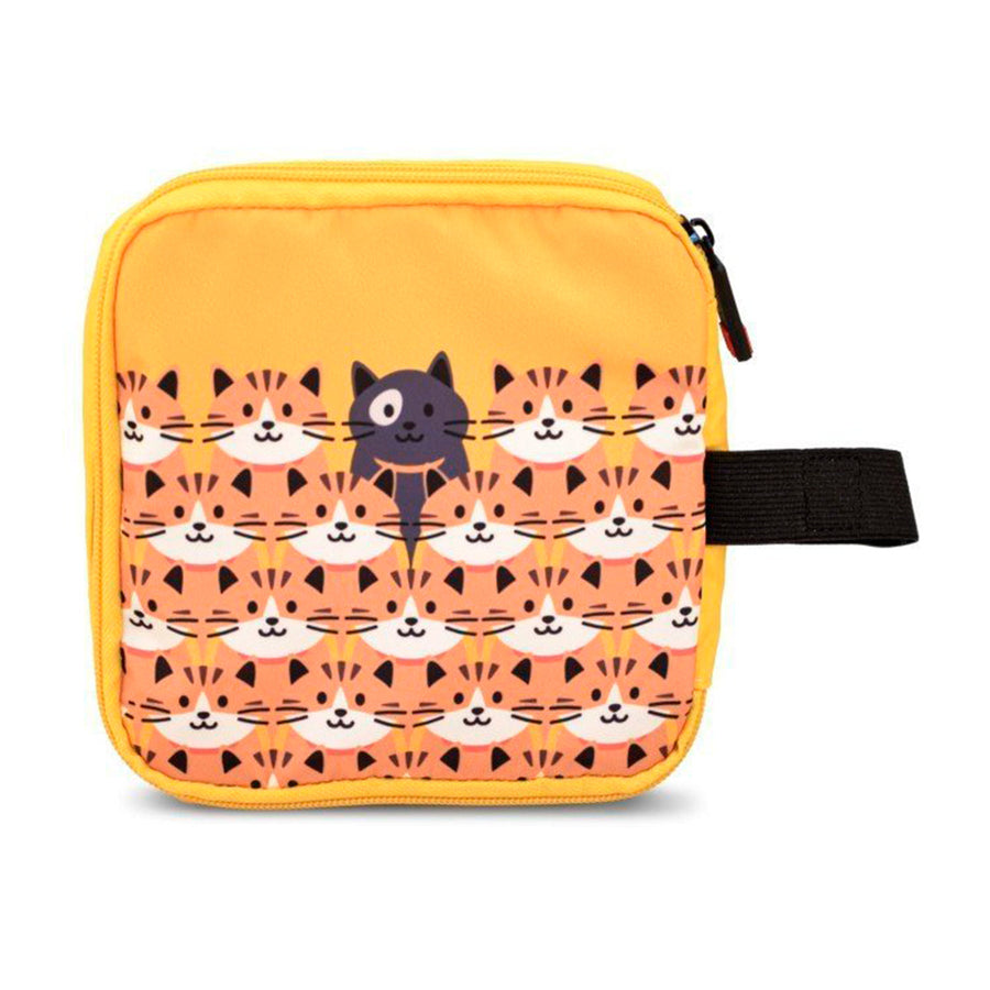 IRIS Zipper Roll Friends - Porta Sandwich Infantil Plegable y Flexible con Cremallera. Cats