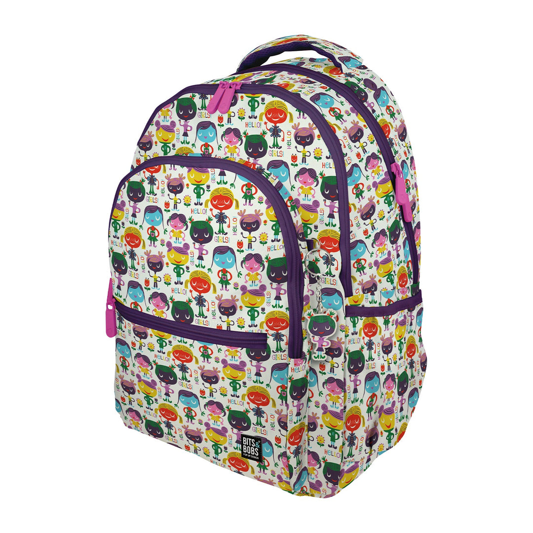 Grafoplás - Mochila Escolar 3 Cremalleras con Divisor para Portátil. Adaptable Carrito. Hello