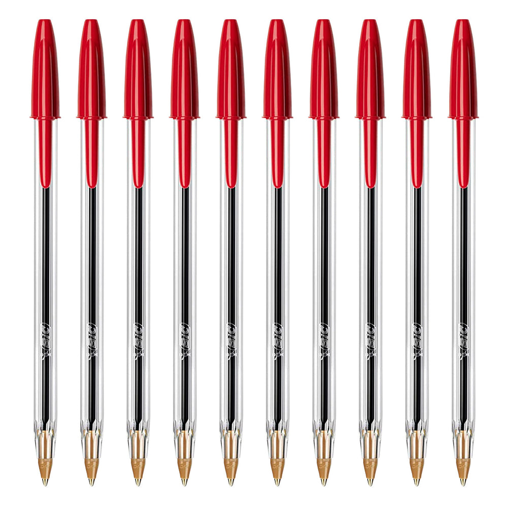 BIC - Caja de 50 Bolígrafos Cristal Original Medium de Tinta de Aceite. Rojo