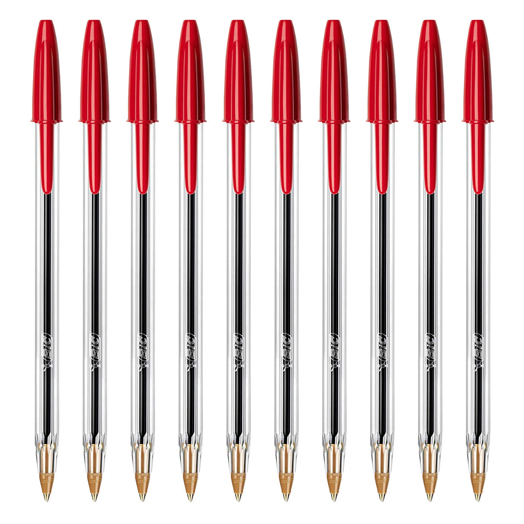 BIC - Set de 10 Bolígrafos Cristal Original Medium de Tinta de Aceite. Rojo