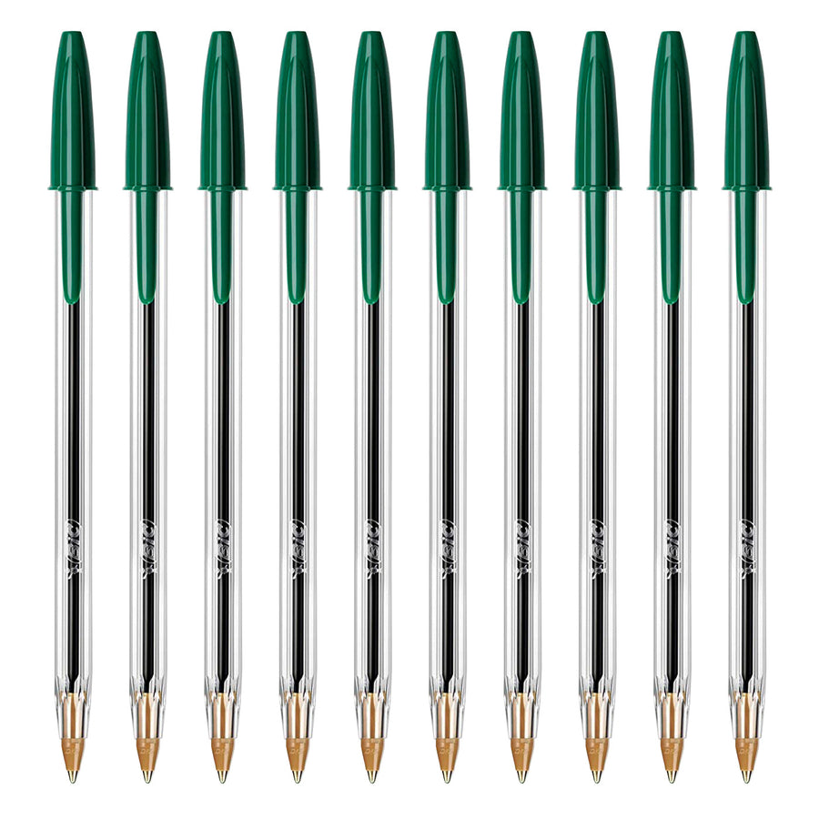 BIC - Set de 10 Bolígrafos Cristal Original Medium de Tinta de Aceite. Verde
