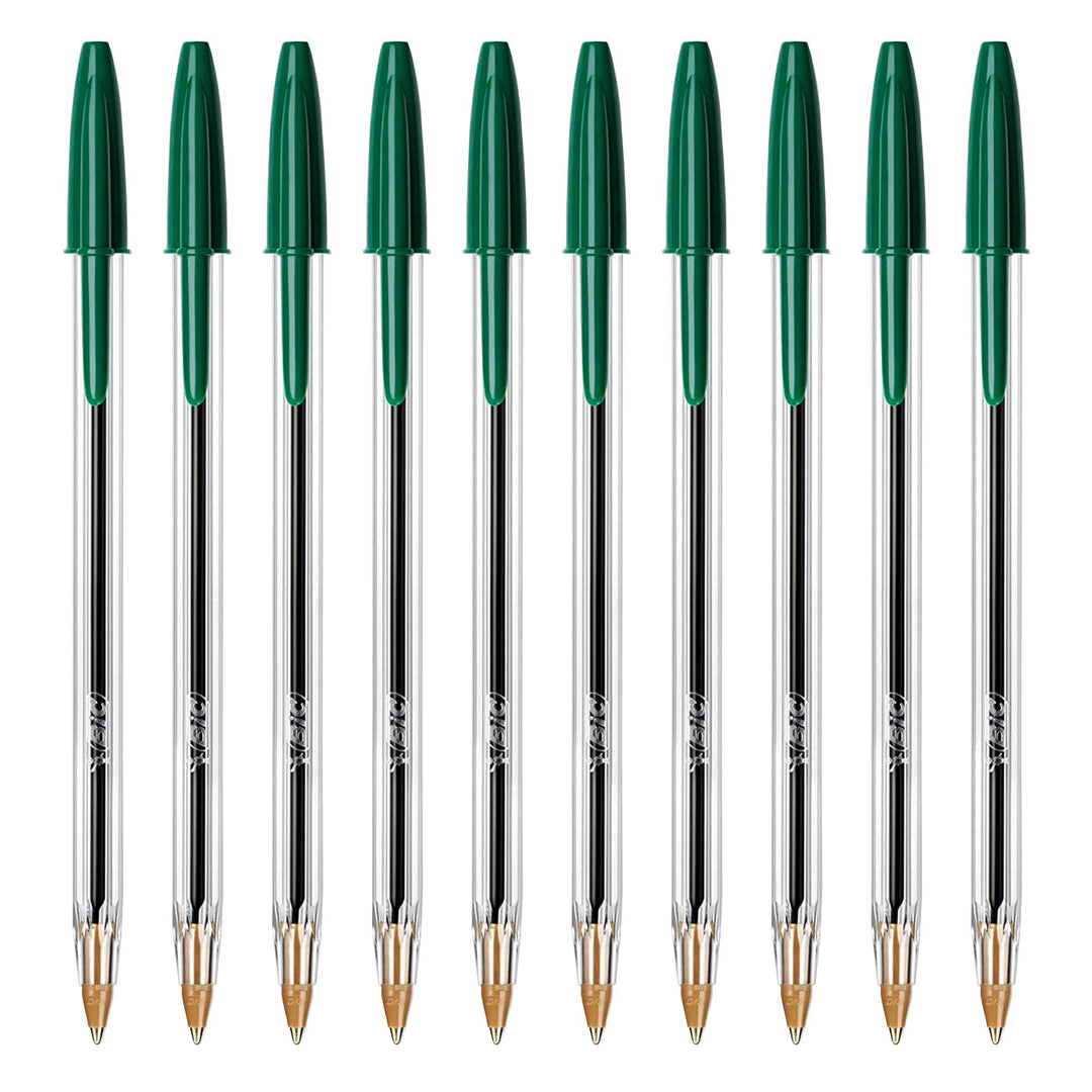 BIC - Set de 10 Bolígrafos Cristal Original Medium de Tinta de Aceite. Verde