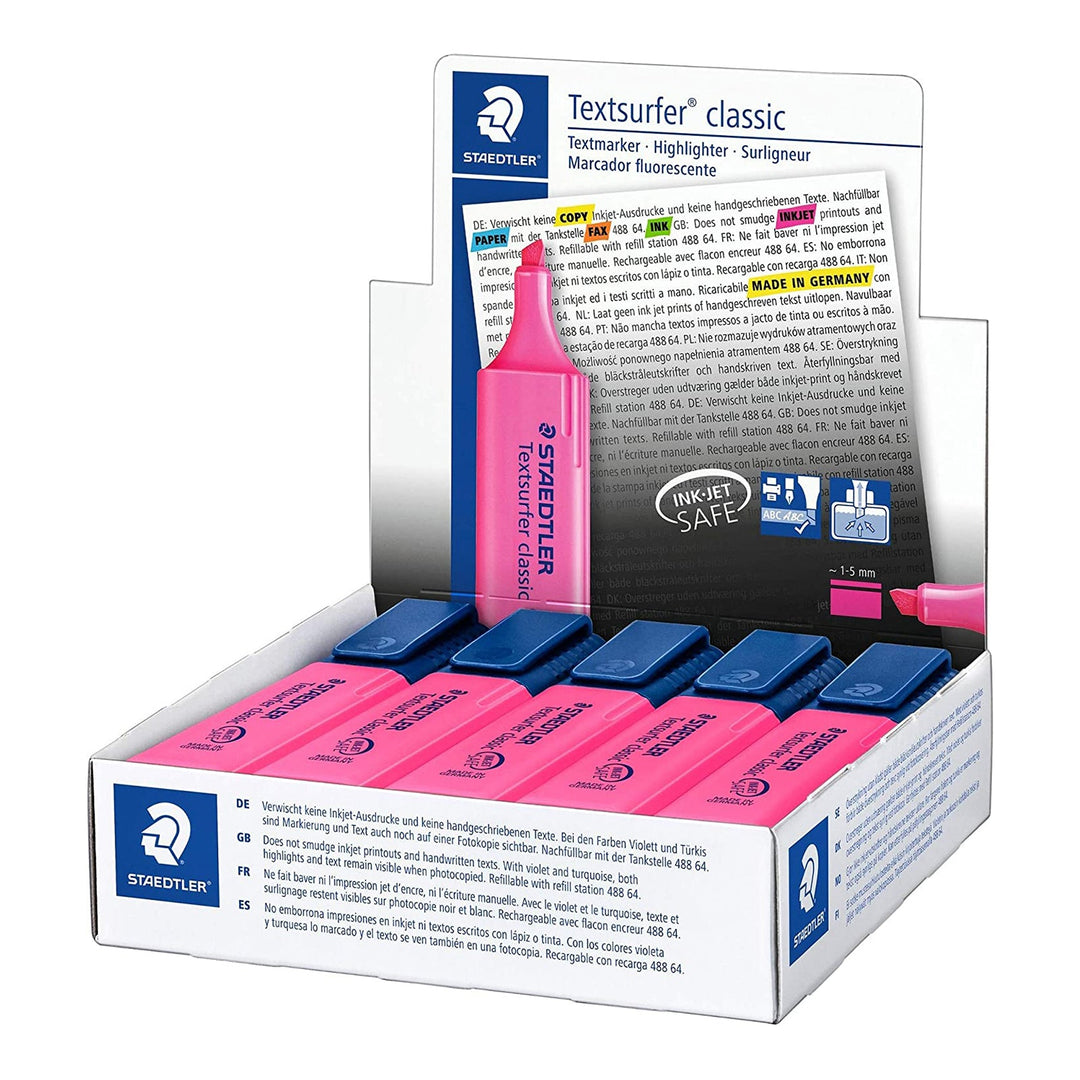 STAEDTLER - Set de 5 Marcadores Fluorescentes Textsurfer Classic 364 C. Rosa