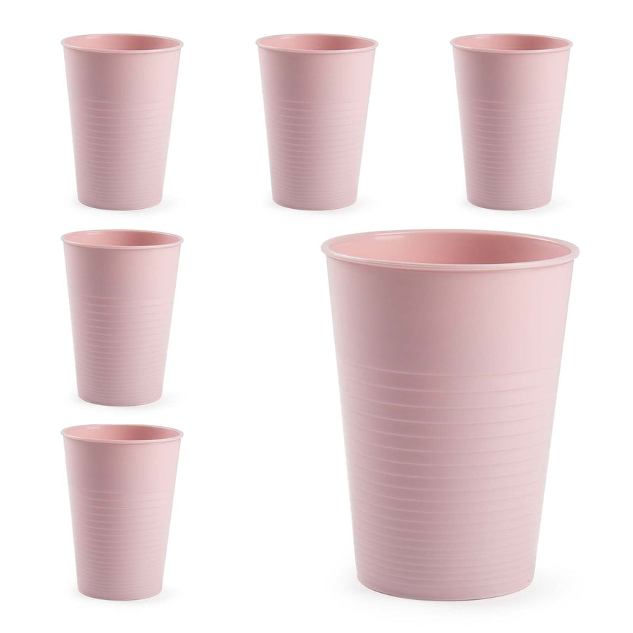 Plastic Forte - Lote de 6 Vasos de Agua de 360 ml Reutilizables. Ideal Fiestas. Rosa