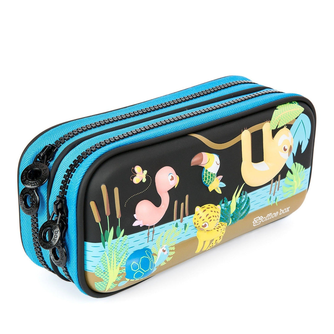 3D Magic - Estuche Escolar Doble con Cuerpo en Relieve. Jungle Negro