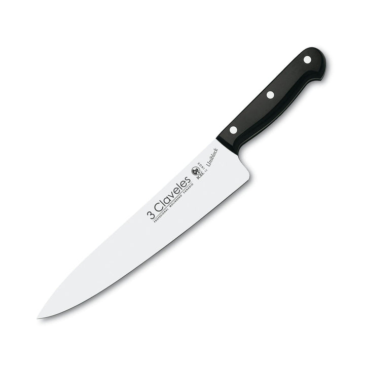 3 Claveles Uniblock - Cuchillo Cocinero Profesional 25 cm Acero Inoxidable. Mango POM