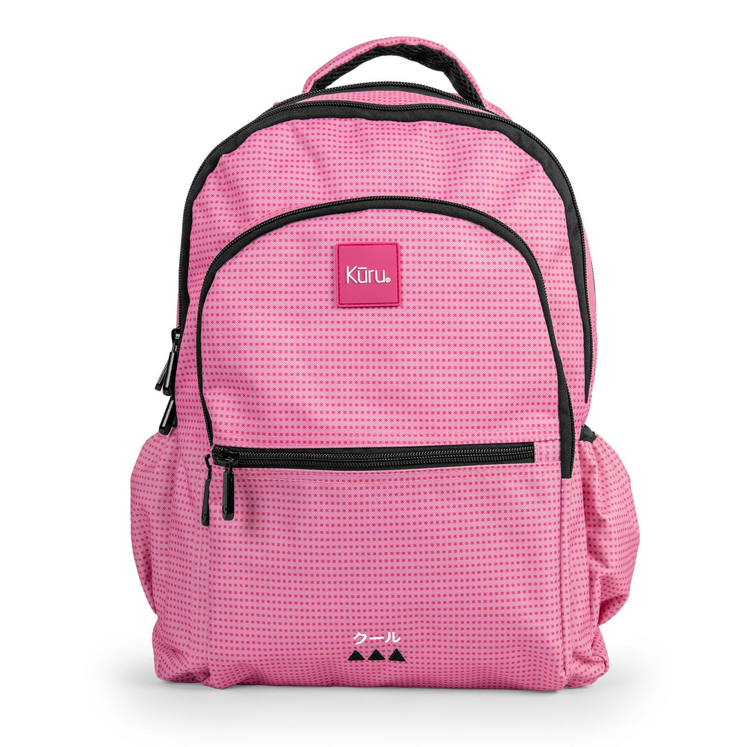 Grafoplás Kūru - Mochila Escolar 3 Cremalleras con Divisor para Portátil. Adaptable Carrito. Rosa