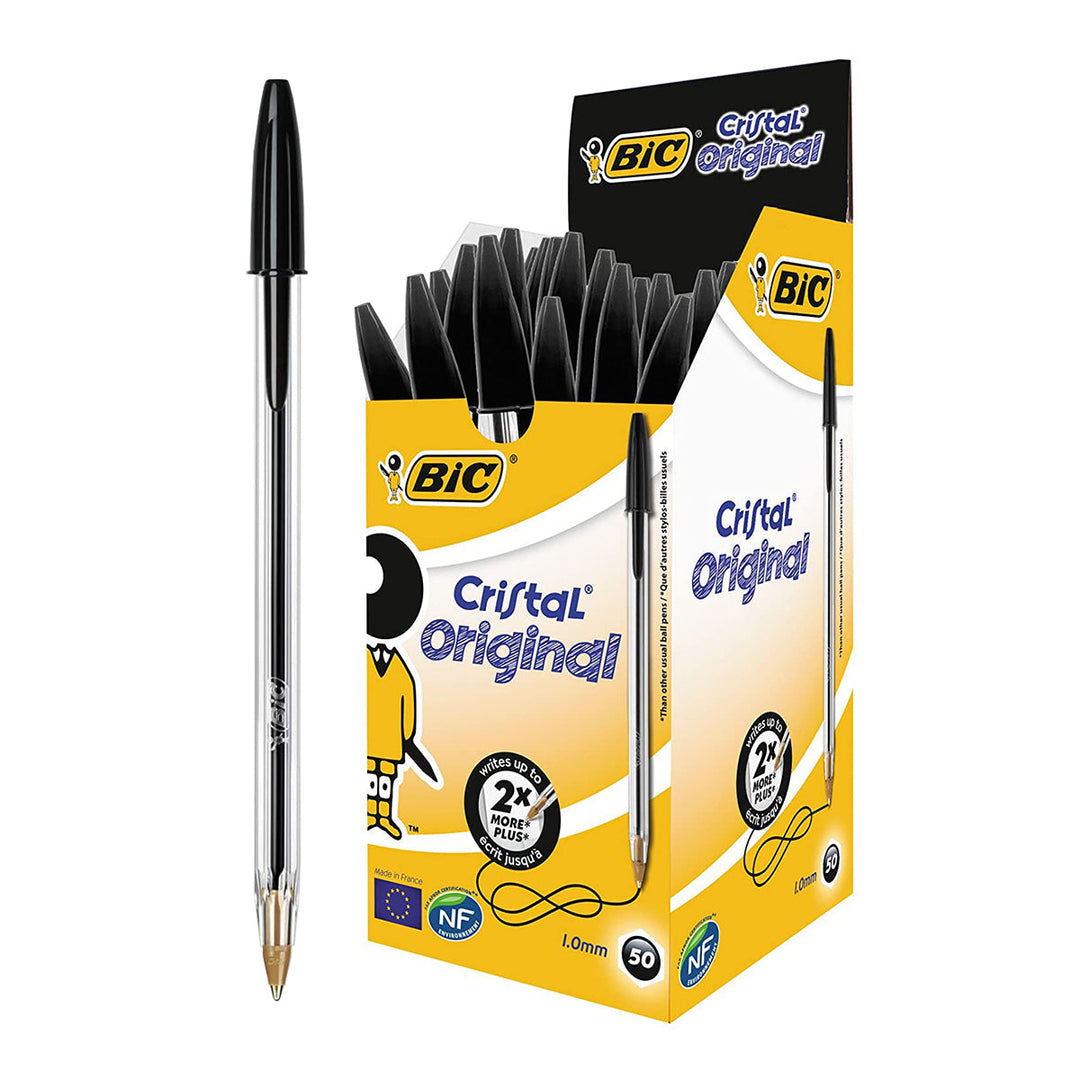 BIC - Set de 10 Bolígrafos Cristal Original Medium de Tinta de Aceite. Negro