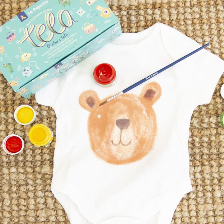 LA PAJARITA Kids - Set de 6 Botes de Pintura para Tela al Agua en Colores Surtidos