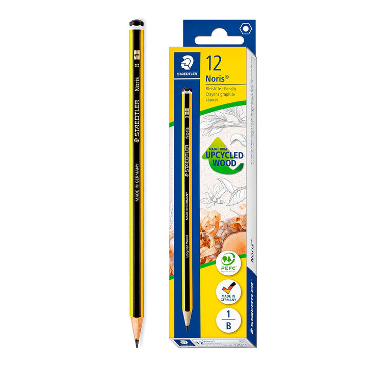 STAEDTLER - Set de 12 Lápices de Grafito Hexagonal 1B. Madera Certificada Etiqueta PECF