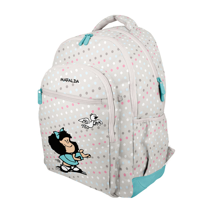 Grafoplás - Mochila Escolar 3 Cremalleras con Divisor Portátil y Adaptable Carrito. Mafalda Bird