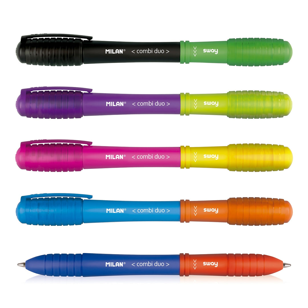 MILAN SWAY Duo - Pack de 5 Bolígrafos Bicolor Combinables de Punta de Bola. Surtidos