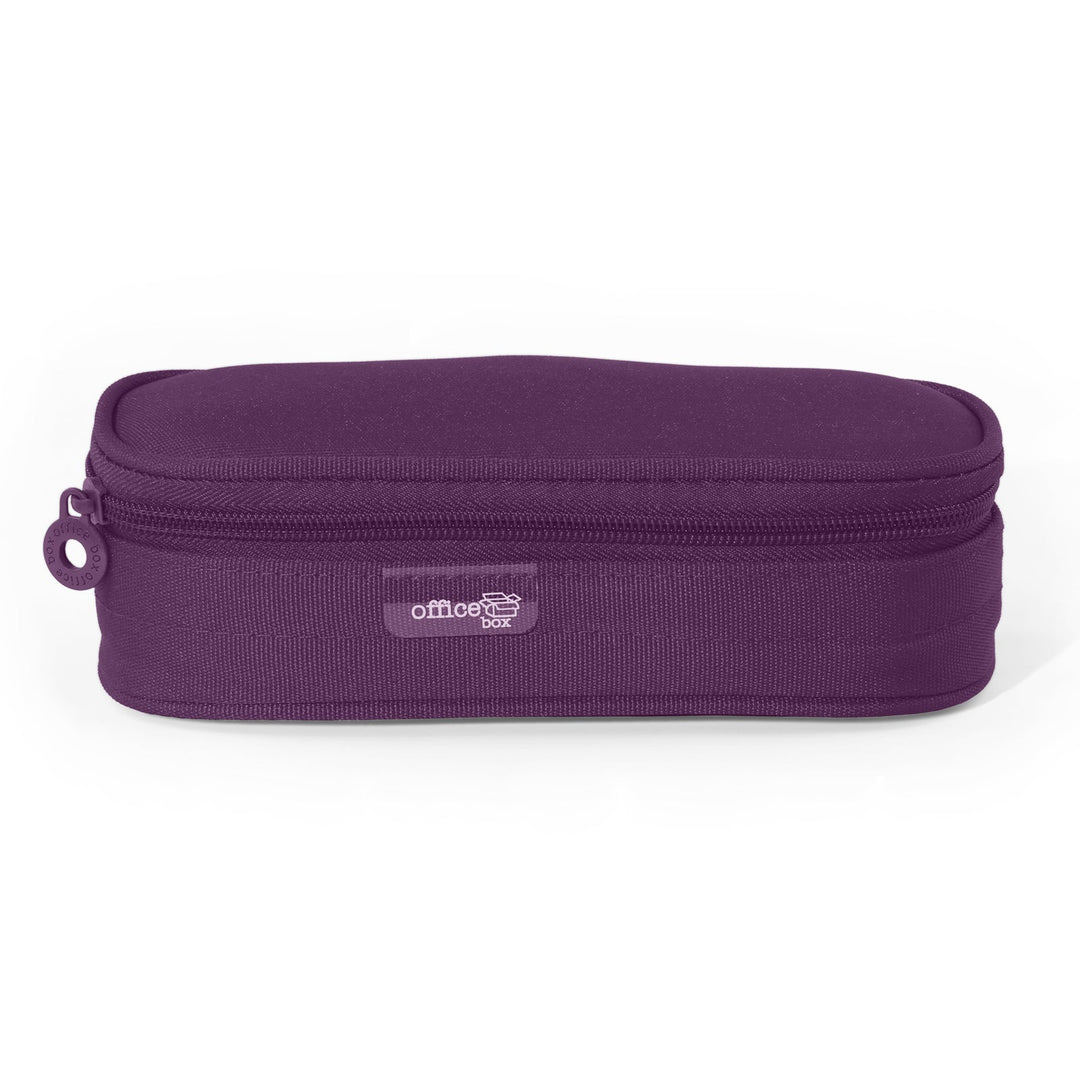 Mega - Estuche Portatodo Escolar Ovalado Multiuso con Solapa. Morado