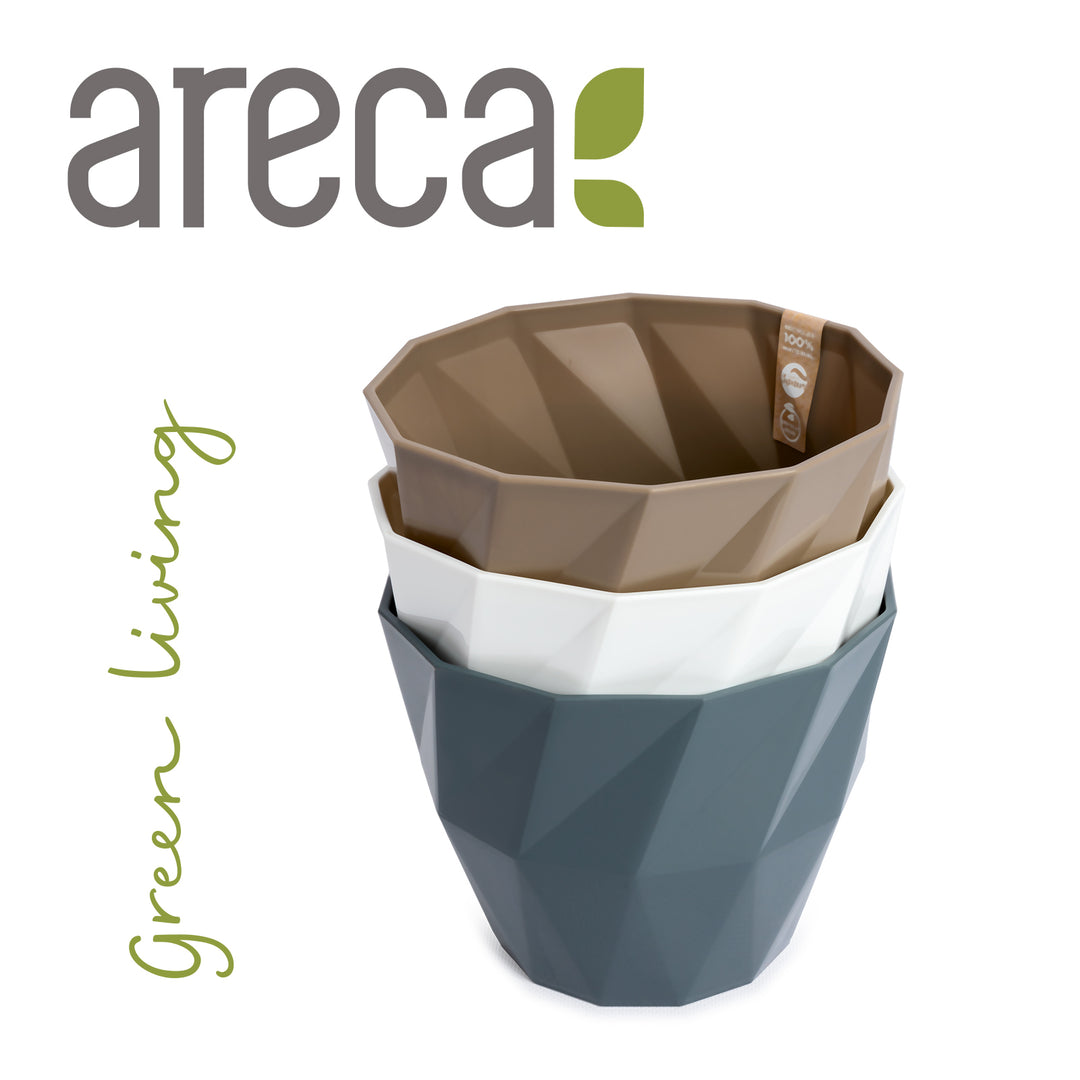 Areca Quartz - Maceta Redonda Decorativa 13 cm con Textura. Taupe