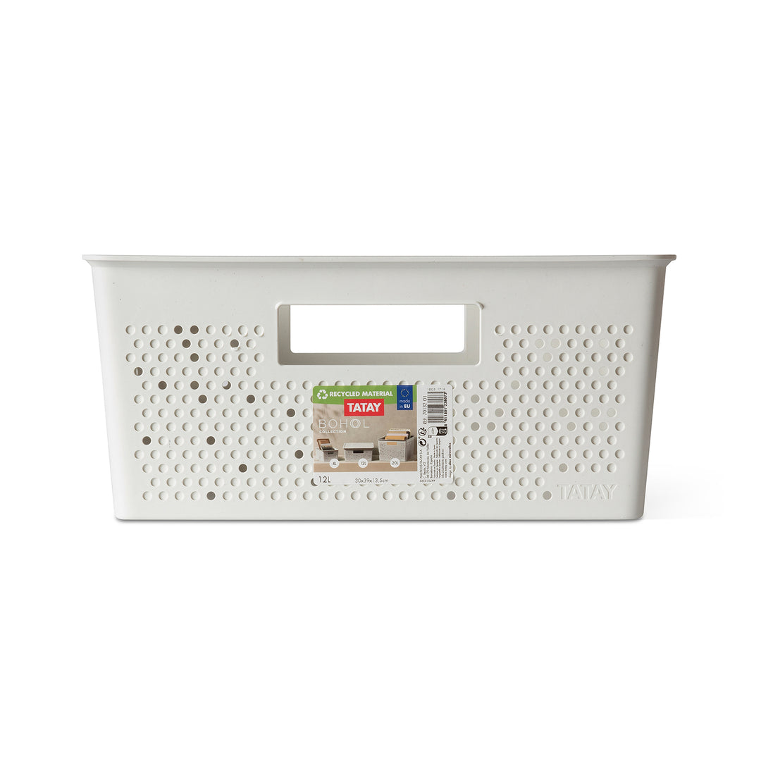 TATAY Bohol - Caja Organizadora Rectangular 12L Plástico Reciclado. Sky White